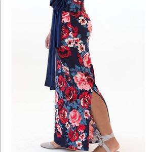 Agnes & Dora Floral Side Slit Maxi